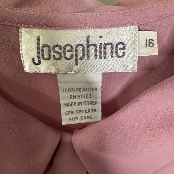 Vintage 1980s Josephine Rose Pink Tie Neck Blouse Xl 16 - Picture 7 of 7